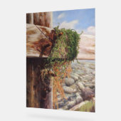 Kustscène met kiezels en verweerd hout. acryl bord (Hoek)