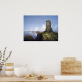 Kustscène met ruïneerde toren poster (Keuken)