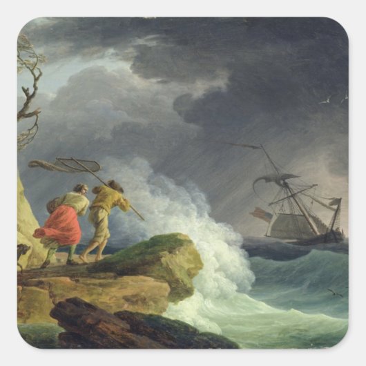 Kustschaal in een Storm, 1782 Vierkante Sticker (Voorkant)