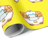 KUSTSCHAPEN MET GEZICHTE GEEL WRAPPINGSPAPIER CADEAUPAPIER (Rol Hoek)