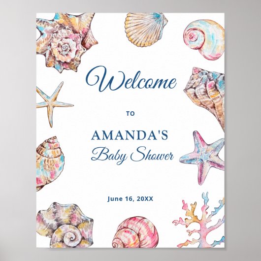 Kustschelp Baby Shower Welkom Poster (Voorkant)