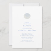 Kustschelp blauw witte doop uitnodiging (Voorkant)