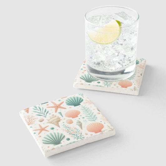 Kustschelp Kunst Stenen Onderzetter (Zijkant)