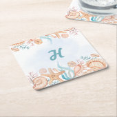 Kustschelp Monogram Letter H Drank Onderzetter (Schuin)