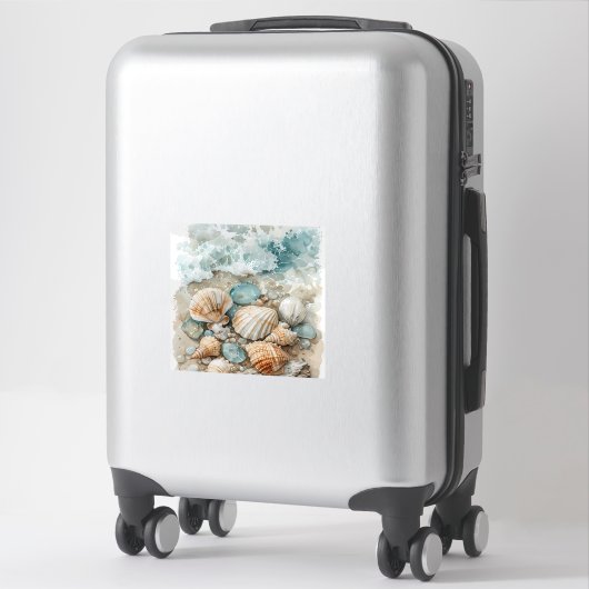 Kustschelpen Aquarel Drijfhout Scene Sticker (Koffer)