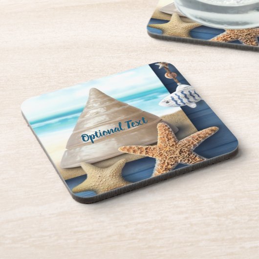 Kustschelpen en Starfish Aangepast Bier Onderzetter (Linkerzijde)