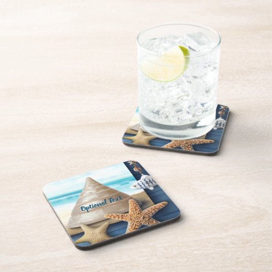Kustschelpen en Starfish Aangepast Bier Onderzetter (Rechterzijde)