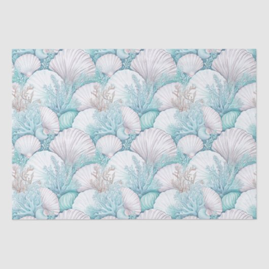 Kustschelpen & koraalpatroon#3 ID1009 Tissuepapier (Voorkant)