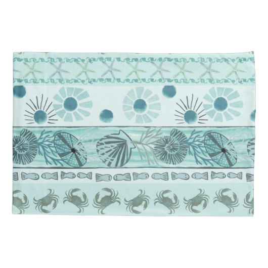 Kustschelpen Krabben Zeesterren Boheemse Kussensloop (Achterkant-Links)