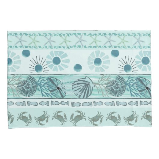 Kustschelpen Krabben Zeesterren Boheemse Kussensloop (Voorkant-Rechts)