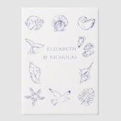 Kustschelpen | Strandbruiloft Overlay Vellum Uitnodigingen (Voorkant)