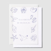 Kustschelpen | Strandbruiloft Overlay Vellum Uitnodigingen (Offset)