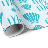 Kustschelpen Zomer Bruiloft Pastelblauw Naadloos Cadeaupapier (Rol Hoek)