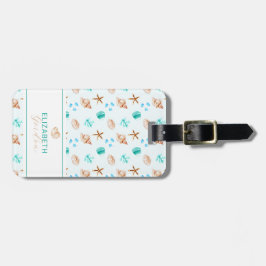 Kustschelpenstrand Elegante Aangepaste Reis Bagagelabel
