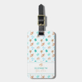 Kustschelpenstrand Elegante Aangepaste Reis Bagagelabel (Voorkant verticaal)