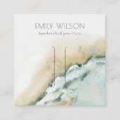 Kustscherm met golven van het Zee Zand Beach Hair  Vierkante Visitekaartje (Voorkant)