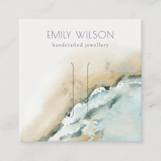 Kustscherm met golven van het Zee Zand Beach Hair  Vierkante Visitekaartje (Voorkant)