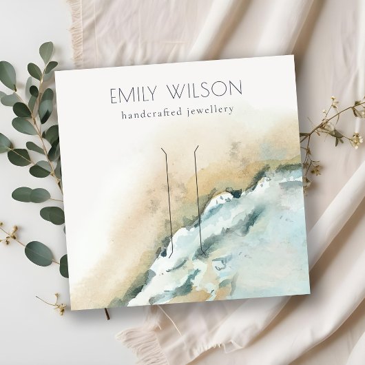 Kustscherm met golven van het Zee Zand Beach Hair  Vierkante Visitekaartje