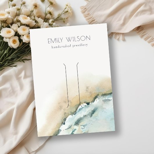 Kustscherm met golven van het Zee Zand Beach Hair Visitekaartje