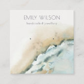 Kustscherm met golven voor Zee Zandband Vierkante Visitekaartje (Voorkant)