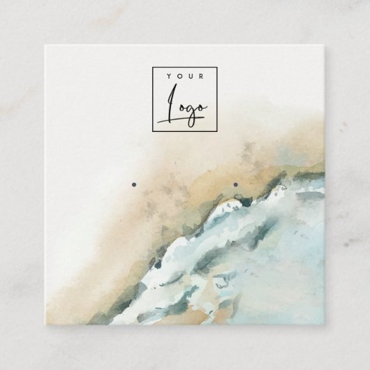 Kustscherm met golven voor Zee Zandband Vierkante Visitekaartje (Voorkant)