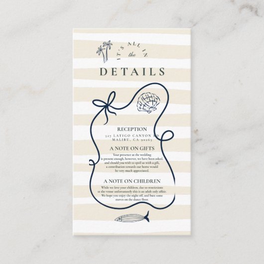 Kustschets bruiloft informatiekaartje (Voorkant)