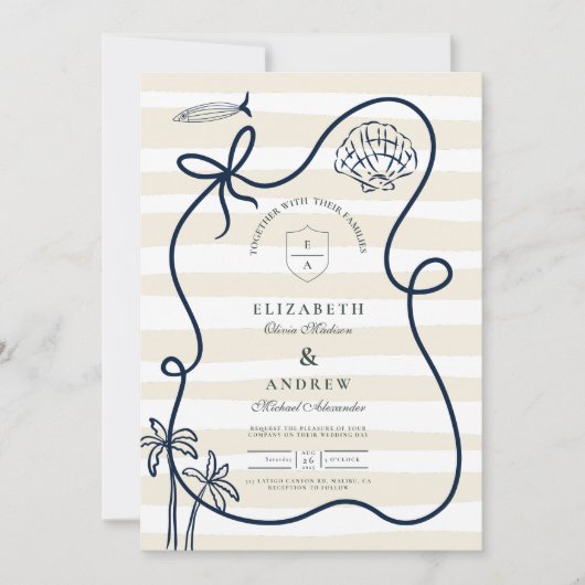 Kustschets bruiloft kaart (Voorkant)