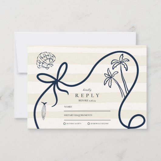 Kustschets bruiloft RSVP kaartje (Voorkant)