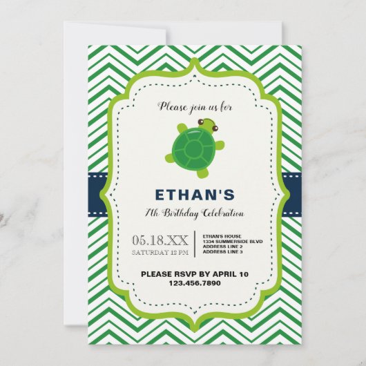 KUSTschildpad groene blauwe kawaii kinder jongens Kaart (Voorkant)