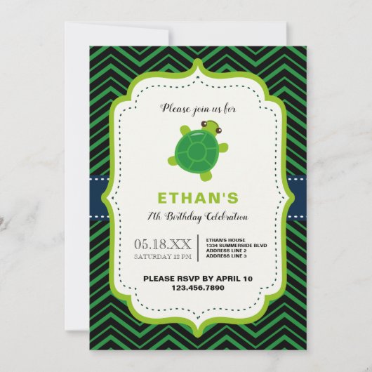 KUSTschildpad groene zwarte kawaï kinder jongens v Kaart (Voorkant)