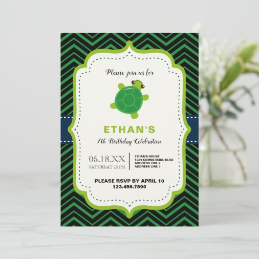 KUSTschildpad groene zwarte kawaï kinder jongens v Kaart (Staand voorkant)