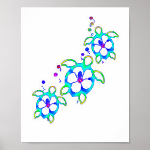 Kustschildpad Honu Hawaiian Poster
