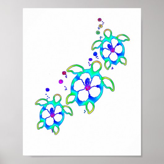 Kustschildpad Honu Hawaiian Poster (Voorkant)