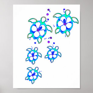 Kustschildpad Honu Hawaiian Poster
