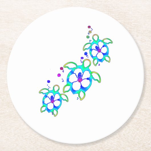 Kustschildpad Honu Hawaiian Ronde Kartonnen Onderzetter (Voorkant)