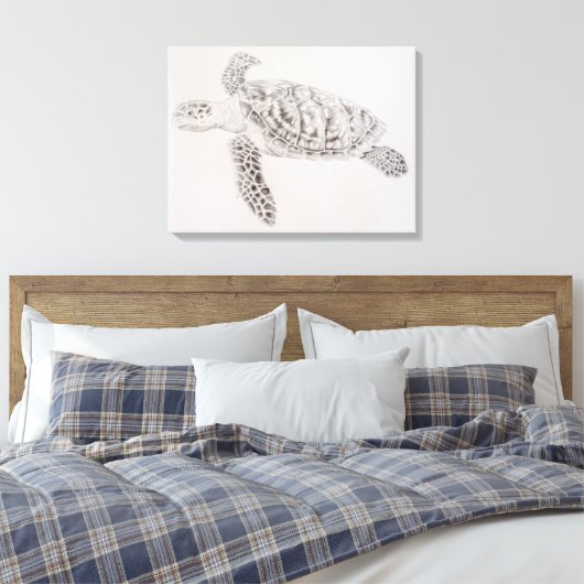Kustschildpad voor Zee Canvas Afdruk (Insitu (Slaapkamer))
