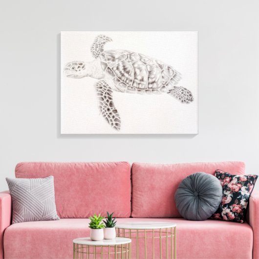 Kustschildpad voor Zee Canvas Afdruk (Insitu (Woonkamer))