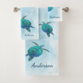 Kustschildpad Zee Ocean Aqua Blue Bad Handdoek (Insitu)