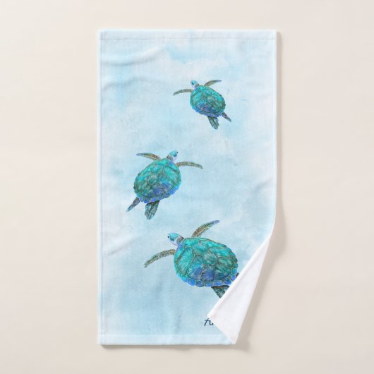 Kustschildpad Zee Ocean Aqua Blue Bad Handdoek (Handdoek)