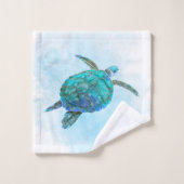 Kustschildpad Zee Ocean Aqua Blue Bad Handdoek (Wasdoekje)