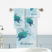 Kustschildpad Zee Ocean Aqua Blue Bad Handdoek