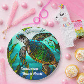Kustschildpad Zee tropisch Blauwgroen blauw groen Papieren Bordje (Feest)