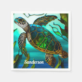Kustschildpad Zee tropisch Blauwgroen blauw groen Servet (Voorkant)