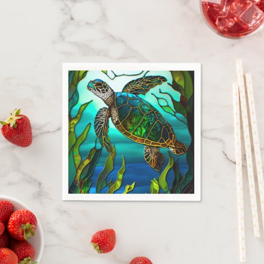 Kustschildpad Zee tropisch Blauwgroen blauw groen Servet (Insitu)