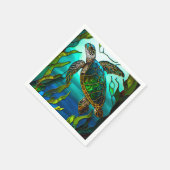 Kustschildpad Zee tropisch Blauwgroen blauw groen Servet (Hoek)