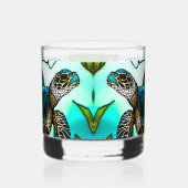 Kustschildpad Zee tropisch Blauwgroen blauw groen Whisky Glas (Links)