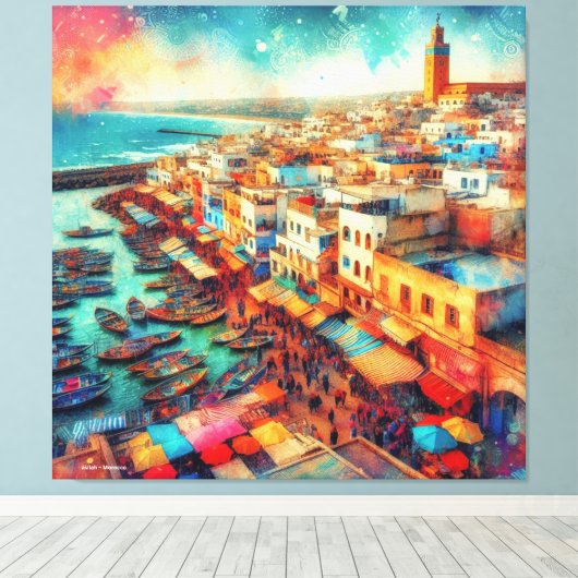 Kustschoonheid van Asilah – Marokko Canvas Afdruk (Insitu (Houten vloer))