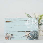 Kustschors, aquavia, blauwe zeesterren briefpapier (Staand voorkant)