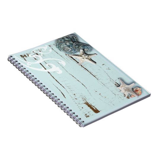 Kustschors, aquavia, blauwe zeesterren notitieboek (Rechterzijde)