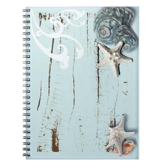 Kustschors, aquavia, blauwe zeesterren notitieboek (Voorkant)
